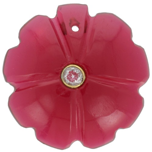 Pendentif trèfle 21 mm imit gemme et serti Doré Or fin -Hydro Tourmaline Crystal