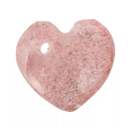 Sequin coeur 10 mm en pierre gemme - Strawberry Quartz x1