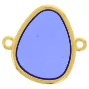 Intercalaire goutte 2 anneaux résine époxy effet vitrail 19x20 mm Doré - Bleu x1