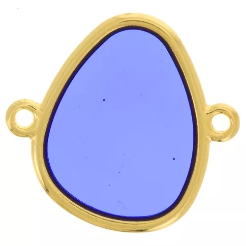 Intercalaire goutte 2 anneaux résine époxy effet vitrail 19x20 mm Doré - Bleu x1