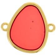 Intercalaire goutte 2 anneaux résine époxy effet vitrail 19x20 mm Doré - Rouge x1