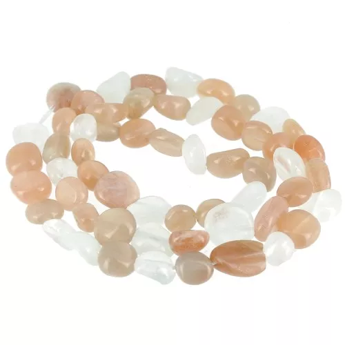 Perles nuggets irréguliers 4 - 6 mm pierre gemme - Mix Pierre de lune Peach x39cm