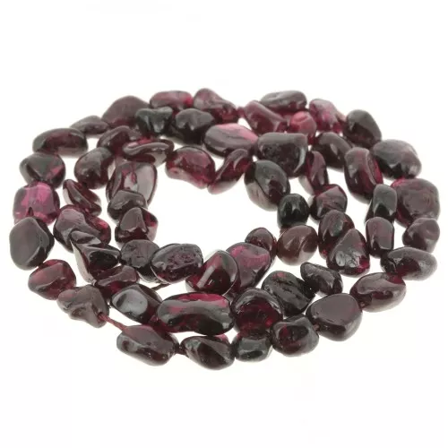Perles nuggets irréguliers 6 mm pierre gemme - Grenat x40cm