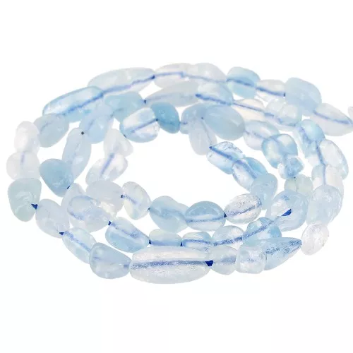 Perles nuggets irréguliers 4 - 6 mm pierre gemme - Aigue-Marine x39cm