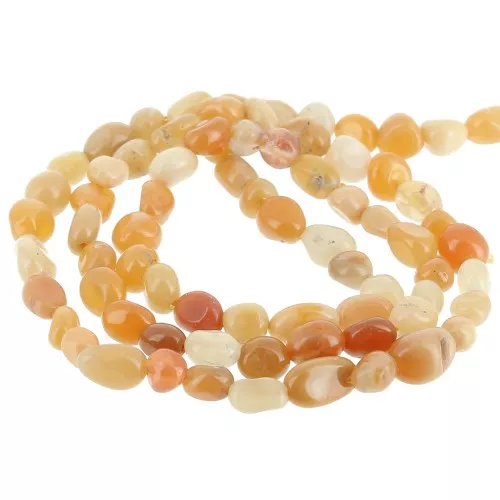 Perles nuggets irréguliers 4 - 6 mm pierre gemme - Jade teinté - Jaune x39cm