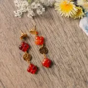 Perles trèfles 14.5 mm en pierre gemme - Cornaline x4