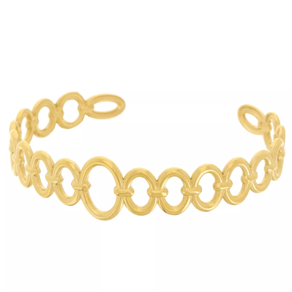 Bracelet En Acier Inoxydable Doré - Jonc Femme, Chaîne Réglable, Or Jaune Style