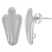 Clous d'oreilles feuille 19x10 mm avec anneau ouvert - Acier inox 304L x2