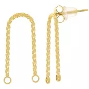 Clous d'oreilles pont 21x9 mm forme U - Acier inoxydable 304L Doré x2