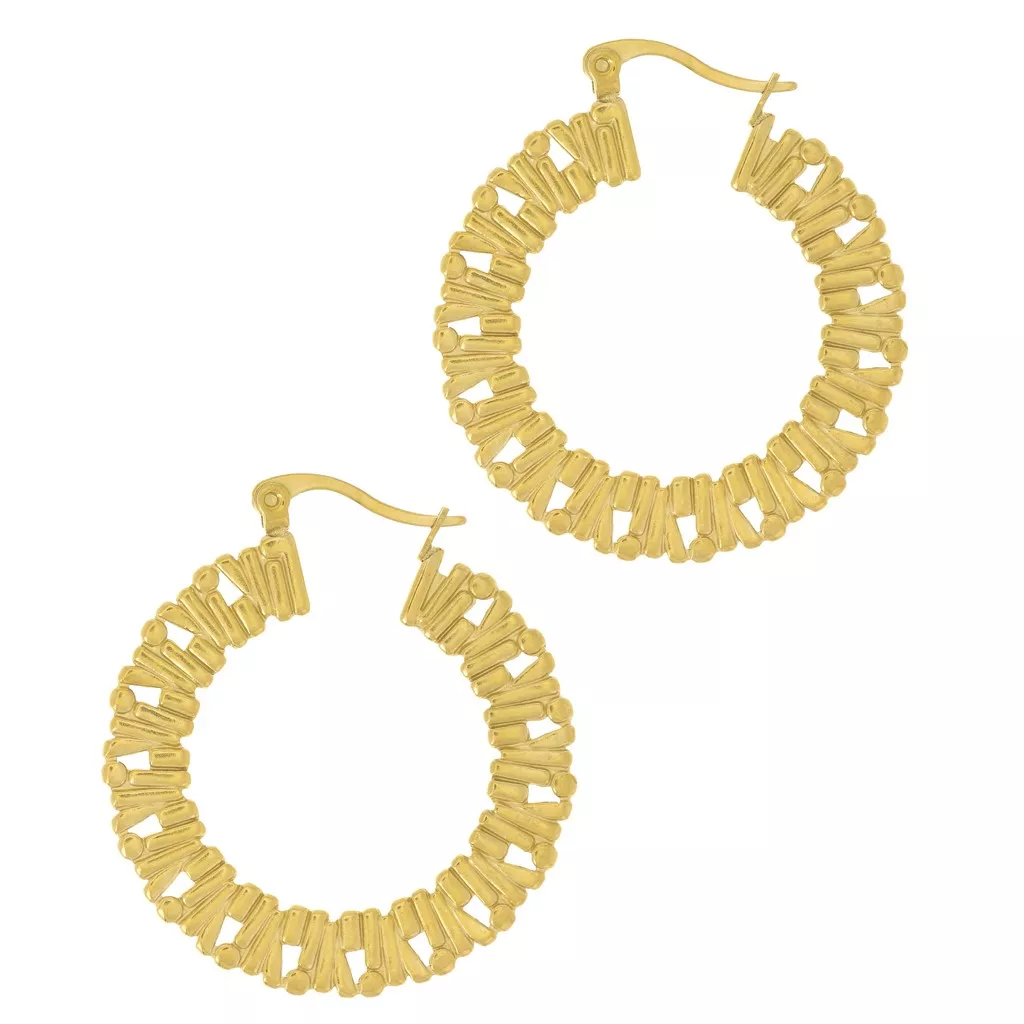 Boucles D'oreilles Créoles En Acier Inoxydable Argenté - 3,5 Cm (35 Mm) - Neuf Avec étiquettes