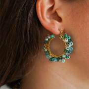 Créoles rondes plates texturées 35 mm - Acier Inoxydable 304L Doré x2