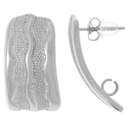 Clous d'oreilles rectangle texturé 24x12mm - Acier inoxydable 304L x2|raw }}