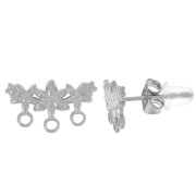Clous d'oreilles fleurs 3 rangs 8x14 mm - Acier inoxydable 304L x2|raw }}