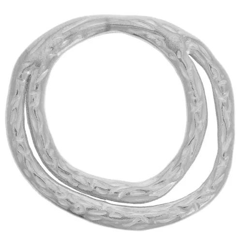 Pendentifs doubles cercles martelés 26x28 mm - Acier inoxydable 304L x2