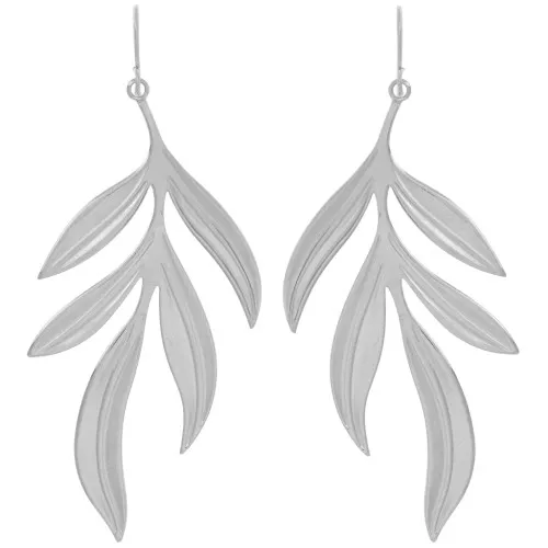 Boucles d'oreilles pendantes feuilles 72x29mm - Acier inoxydable 316L x2