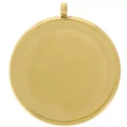 Serti pendentif pour cabochon fond plat 18 mm - Acier inoxydable 303L Doré x1