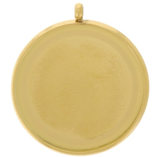 Serti pendentif pour cabochon fond plat 18 mm - Acier inoxydable 303L Doré x1