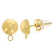 Clous d'oreilles demi-boule 7 mm - Acier inoxydable 304L Doré x2|raw }}
