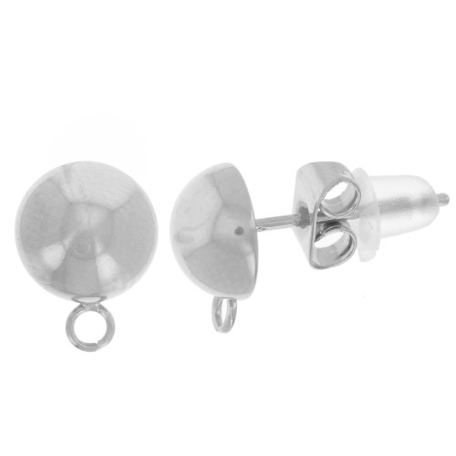 Clous d'oreilles demi-boule 7 mm - Acier inoxydable 304L x2