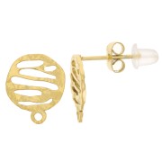 Clous d'oreilles rond martelé 10 mm motif graphique Acier inoxydable 304 Doré x2