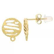 Clous d'oreilles rond martelé 10 mm motif graphique Acier inoxydable 304 Doré x2