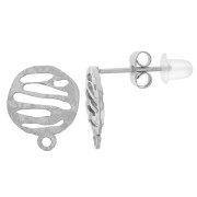 Clous d'oreilles rond martelé 10 mm motif graphique Acier inoxydable 316L x2|raw }}