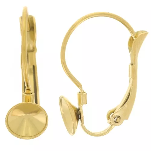 Boucles d'oreilles Dormeuses - cabochon Rivoli 1122 6 mm Acier Inox 303L Doré x2