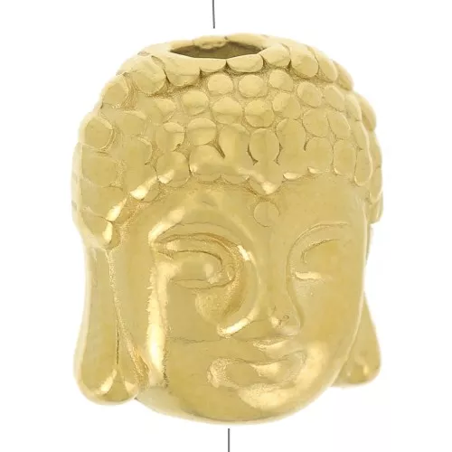 Perle tête de Bouddha 9x11 mm - Acier inoxydable 304 Doré x1