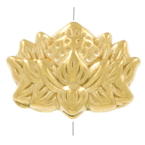 Perle fleur Lotus 8x12 mm - Acier inoxydable 304 Doré x1