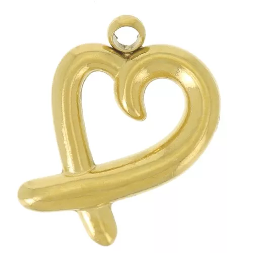 Breloque coeur évidé 12x8.5 mm - Acier inoxydable 304L Doré x1