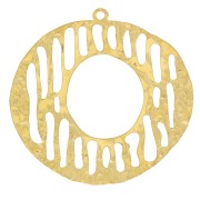 Pendentifs irrégulier martelé 30 mm motif graphique Acier inoxydable 316L Doré x2