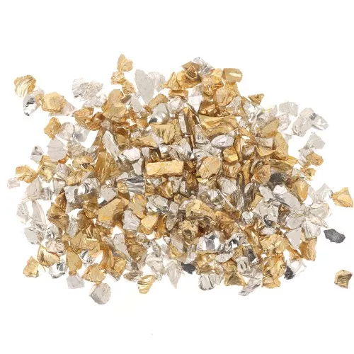 Copeaux de verre concassé - éclat irrégulier à résiner - Mix Doré - Argenté x10g