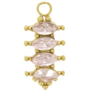 Pendentif barre 17x8 mm avec oxydes zirconium - Acier inox 304L Doré - Rose x1|raw }}