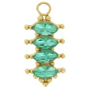 Pendentif barre 17x8 mm avec oxydes zirconium - Acier inox 304L Doré - Emeraude x1|raw }}