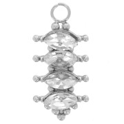 Pendentif barre 17x8 mm avec oxydes zirconium - Acier inox 304L - Crystal x1|raw }}