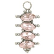 Pendentif barre 17x8 mm avec oxydes zirconium - Acier inox 304L - Rose x1