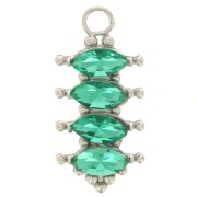 Pendentif barre 17x8 mm avec oxydes zirconium - Acier inox 304L - Emeraude x1|raw }}