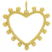 Pendentif coeur évidé avec petites boule 20x18 mm Acier inoxydable 304L Doré x1