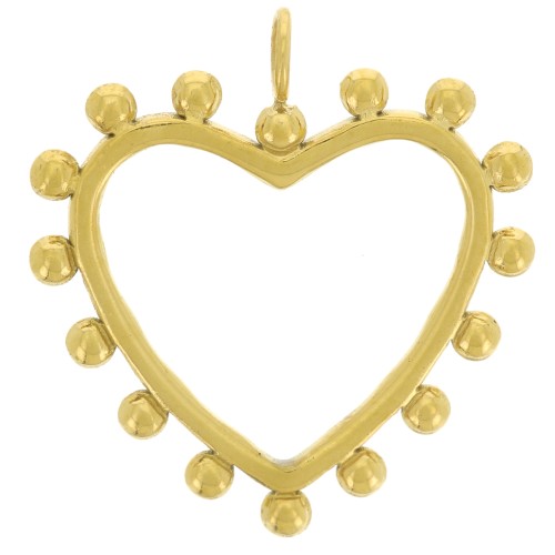 Pendentif coeur évidé avec petites boule 20x18 mm Acier inoxydable 304L Doré x1