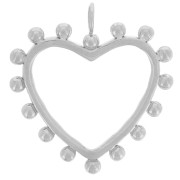 Pendentif coeur évidé avec petites boule 20x18 mm Acier inoxydable 304L x1|raw }}