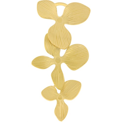 Pendentifs intercalaires 3 fleurs orchidées 45x22 mm Acier inox 30 Doré x2