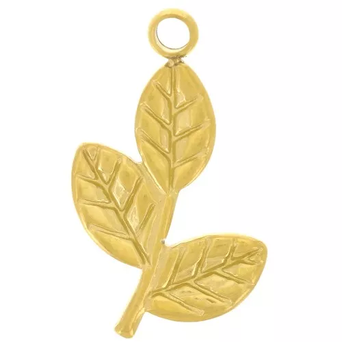 Pendentifs feuilles 19x12 mm - Acier inoxydable 316L Doré x8