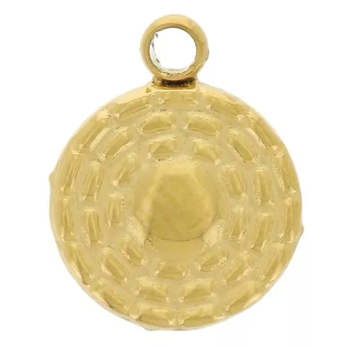 Breloque ronde texturée 7 mm - Acier inoxydable 304L Doré x1
