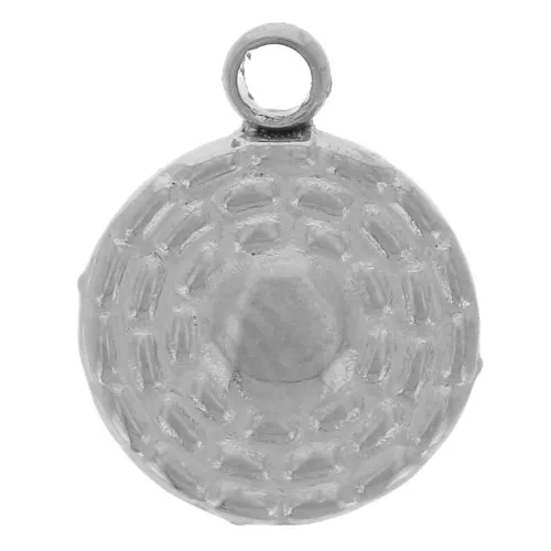 Breloque ronde texturée 7 mm - Acier inoxydable 304L x1
