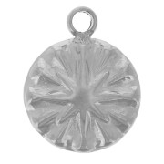 Breloque ronde 7 mm motif étoile de Nord - Acier inoxydable 304L x1