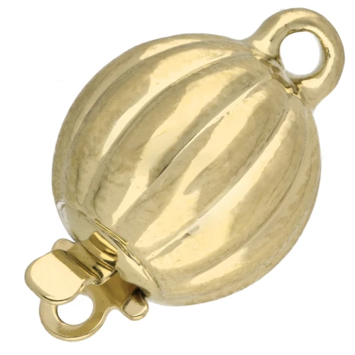 Fermoir à clipser boule striée 10x16 mm - Doré x1