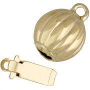 Fermoir à clipser boule striée 10x16 mm - Doré x1