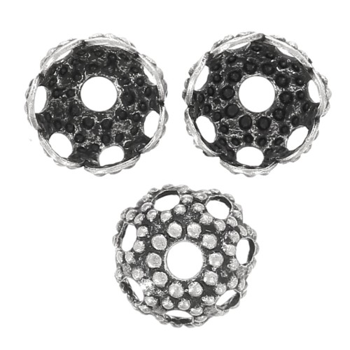 Coupelles filigranées 4 mm - Argenté vieilli x20