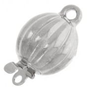 Fermoir à clipser boule striée 10x16 mm - Rhodié x1|raw }}