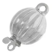 Fermoir à clipser boule striée 10x16 mm - Rhodié x1